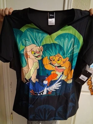 Lion King Cherokee Scrubs  Tooniforms Disney Simba Nala V Neck Top NEW SMALL P12 - Image 1 of 4