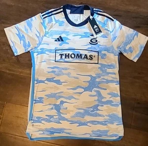 Philadelphia Union Jersey Men adidas 23/24 Away Kit Camo Blue Tan MLS Sz. L - Picture 1 of 3