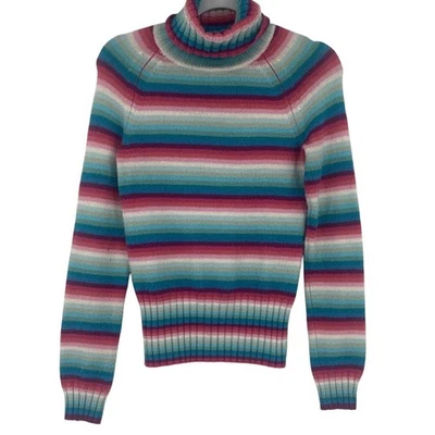 Vintage Y2K Gap Rainbow Stripe Turtleneck Sweater Sz XS Preppy Cozy Hong Kong - Image 1 of 4