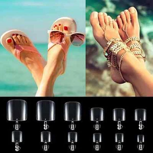 Clear False Toe Nails 600pc (12 Sizes) Full Cover Clear False Toe Nails - Picture 1 of 2