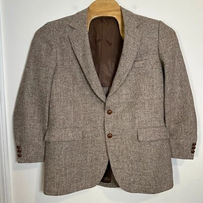 Abrigo deportivo Harris Tweed para hombre marrón jaspeado lana solo pecho muesca solapa Foto 1 de 4