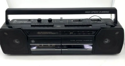 Radio de colección GE AM/FM Boom Box doble casete doblaje de alta velocidad modelo 3-5635A Foto 1 de 4