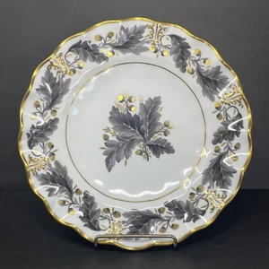 HTF Royal Crown Derby Portman Oak A1174 Gold Gilted Scalloped Plate 8.5in - Picture 1 of 12