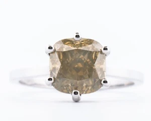 Anillo con 3,04 ct. Diamante Elegante Gris Profundo Amarillo Verdoso - Certificado GWLAB - Imagen 1 de 4