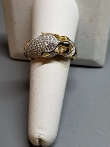Cubic zirconia Panther Ring in 14K/925 Gold plated Silver Size 9 - Picture 1 of 15