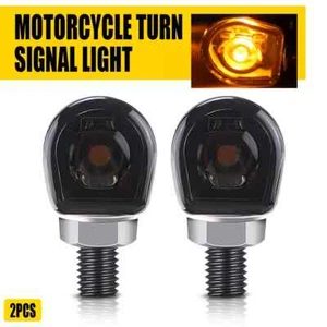 2X Universal Mini Motorcycle LED Turn Signals Indicator Amber Blinker Light Lamp - Picture 1 of 9