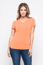 Women's Premium Basic Tee T-Shirt Soft Cotton Knit Short Sleeve V-Neck Solid Top