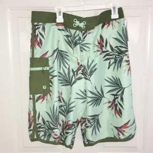 New Boys Swim Trunks Green Leaf Print Size 18 - Picture 1 of 10