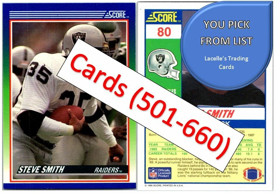 1990 Score Football Cards (501-660) - U-Pick From List - Image 1 of 1