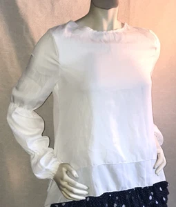 OC Order Plus White Long Sleeve Tailed Pullover Women’s Blouse Size S - Bild 1 von 12