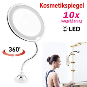 Schminkspiegel 10x Vergrößerung Make up Kosmetikspiegel mit Saugnapf & LED Licht - Picture 1 of 22