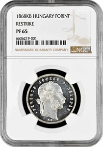 Hungary 1 forint 1868 KB, NGC PF65 RESTRIKE, "Emperor Franz Joseph (1848-1916)" - Picture 1 of 2