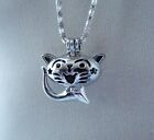 Cat Charm Bead Pearl Cage Kitten Pendant Bola Angel Caller for Necklace Silver