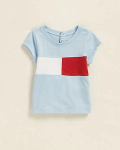 BNEW TOMMY HILFIGER (Infant Girls) Chambray Blue Piece Flag Tee, 12 mos - Picture 1 of 1