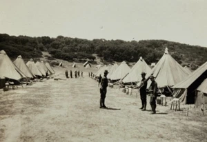 Army Encampment Soldiers In Formation Tents B&W Photograph 2.75 x 3.75 - Picture 1 of 3