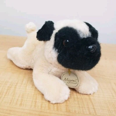 Мягкое животное Miyoni от Aurora мопс щенок собака плюшевый желтовато-коричневый черный 9 дюймов мини маленький - Изображение 1 из 4