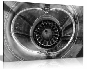 Jet Engine Nozzle Black & White Canvas Wall Art Picture Print - Picture 1 of 1