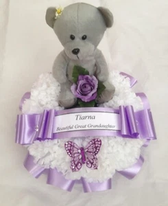 Artificial Silk Funeral Flower Teddy Wreath Ring Memorial Tribute Any Colour - Picture 1 of 10