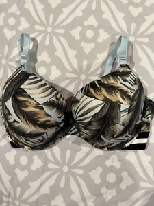 VICTORIA’S SECRET PINK WEAR EVERYWHERE PUSH UP BRA 36DD NEW NO TAGS PALMS PRINT - Picture 1 of 4