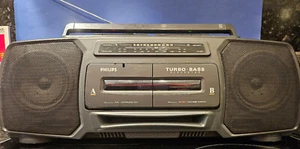 Philips AW 7502/00 Turbobass Ghettoblaster Vintage Sammlerstück - 2 Kasssetten - Bild 1 von 4