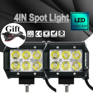 AUXBEAM 4" LED Work Light Bar 4WD Offroad Spot Pods Fog ATV Driving Lamp &Wiring - Picture 1 of 8