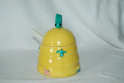 Azúcarero de cerámica para colmena de abeja, tapa decorada con abeja 3D, cuchara de plástico Foto 1 de 4