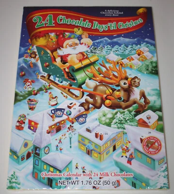 Calendario de cuenta regresiva de 24 días con chocolate con leche - Santa - Rodolph - Frosty - Elves Foto 1 de 4