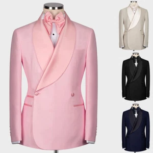 Traje de Hombre Regular Calce Ajustado Novio Boda Formal Pico Solapa Sencillo Pecho Personalizado - Imagen 1 de 19