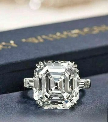 7.10Ct Asscher Cut Lab-Created Diamond  Wedding Engagement Ring 14K White Gold - Image 1 of 4