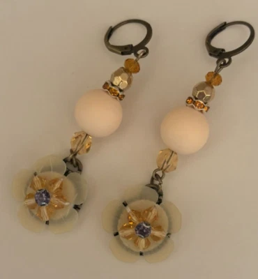 Новый шампанского и фиолетовый бисером цветок подвеской капли серьги - Бесплатная доставка новый с Ярлыками - Изображение 1 из 4