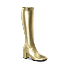Sexy 3" High Heel Gogo Dancer Gold Knee Boots Halloween Costume GOGO300/G/PU