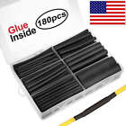 180Pcs Black Dual-Wall 3:1 Adhesive Lined Heat Shrink Tubing with a Plastic Box