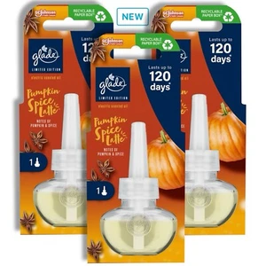 3 x Glade Pumpkin Spice Latte Elektrischer Plug-in Lufterfrischer 20ml Nachfüllpack NEU - Bild 1 von 4