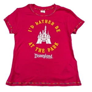 NWT Disney Parks T-Shirt Castle I'd Rather Be At The Park Pink Youth Medium - Picture 1 of 6