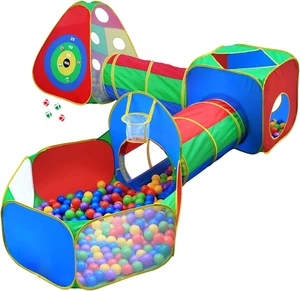 5Pc Kids Ball Pit Tents and Tunnels, Toddler Jungle Gym Play Tent with Play Craw - Picture 1 of 8