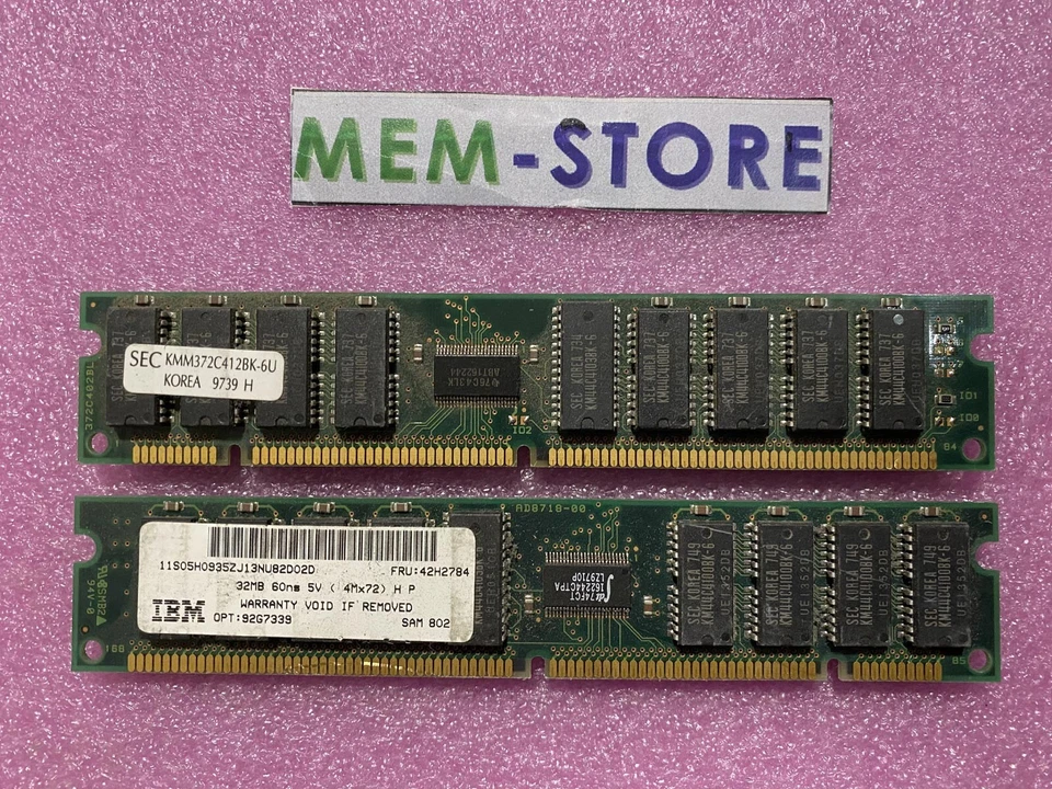 IBM 42H2784 92G7339 64MB 2x32MB 4x72 DIMM SIMM 60ns 5V Memory Original - Image 1 of 1