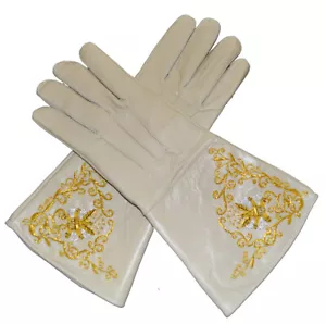 American Civil War Union geflochtene hellbraune Lederhandschuhe Handschuhe groß ACW - Bild 1 von 3