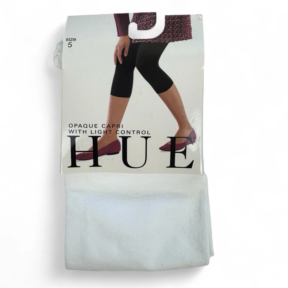 Hue Womens White Opaque Capri Tights w/ Light Control Size 5 - 255-300 Lbs