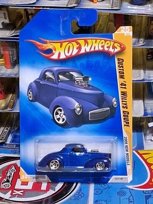 Hot Wheels 2009 New Models #25 Custom '41 Willys Coupe Mtflk Blue w/ 5SPs - Image 1 of 3