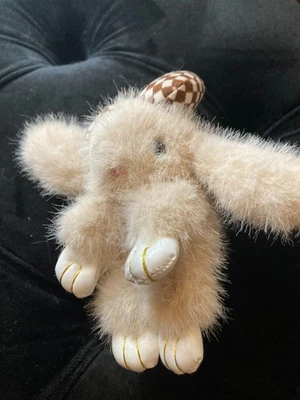 Dije Cartera Conejito Dije - Piel Sintética 6" Felpa Grande Arco Bolso Dije - Anillo Dorado Foto 1 de 4