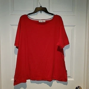 Women's sz 2  Plus Size Villager Sport Short Sleeved Shirt  Boat Neckline Red 2X - Picture 1 of 6