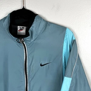 Nike Cortavientos Para Hombres Talla XL Azul Teal Y2K Chaqueta Poliéster Cremallera Completa Pullover - Imagen 1 de 8