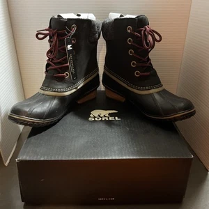 Sorel Mujer 8.5 Invierno Botas de Nieve Slimpack Encaje II Bota Negras Nuevas Con Etiquetas - Imagen 1 de 6