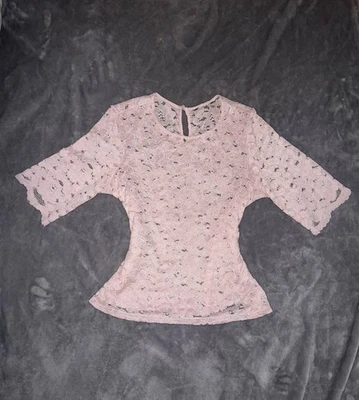 2000's Peach Lace Coquette Top Size 10 Vintage Coquette - Image 1 of 3