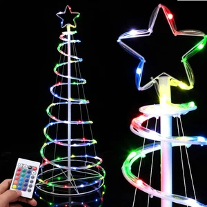 Albero Di Natale Spirale a 73 Led Luminoso RGB Slim Salvaspazio Con Telcomando a - Foto 1 di 12
