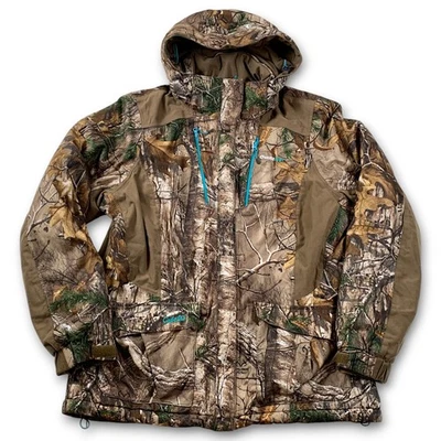 Cabela's Outfit Her Insulated Camo Hunting Jacket Realtree Hoodie Women's XL - Image 1 of 4