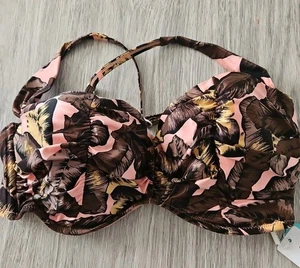 Top bikini donna Seafolly US 12 (AU 16) coppa D (prezzo al pubblico $ 109) verde rosa nuovo con etichette  - Foto 1 di 7