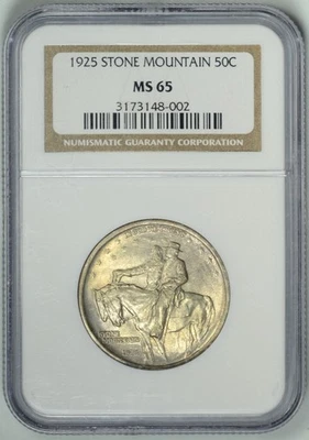 1925  STONE MOUNTAIN  50c  NGC MS65  ~  Commemorative Half Dollar ~ #3173148-002 - Image 1 of 4