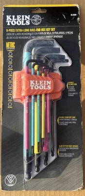 Klein Tools 9pc Color Coded Extra-Long L Style Hex Key Set Metric BLS9M NEW - Image 1 of 4