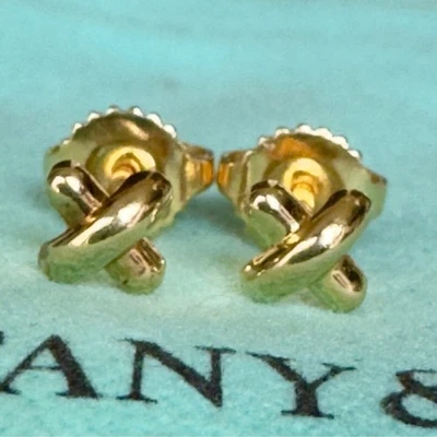 Pendientes Tiffany & Co. de oro amarillo de 18 k con firma Mini X Foto 1 de 4